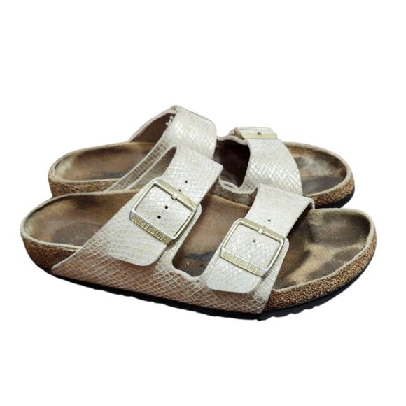 Birkenstock Arizona schmal shiny python eggshell Sandalen Size 9 - Picture 3 of 14